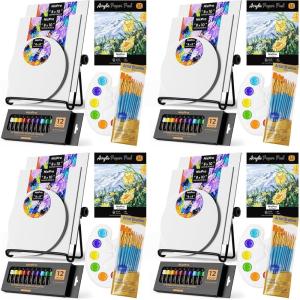 imageNicpro Acrylic Paint Canvas Set for Adults ampamp Kids 80PCS Art Painting Supplies Kit with 212 Colors Paint 6 Canvas 2 Table Easel 210 Brushes 2 Paper Pad 2 Palette for Artist Beginner Students4 Sets