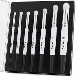 imageNicpro Dry Brush Miniature Painting 7 Sizes Professional Drybrush Set with Storage Case Hobby Detail Paint Brushes for Tabletop ampamp Wargames Miniature Warhammer 40K Model PaintingWhite