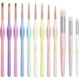 imageNicpro Miniature Paint Brushes Dry Brush  12PCS Model Paint Brush Set for Acrylic Watercolor Micro Detail Paint Brushes ampamp Dry Brush Set for Warhammer 40k Miniature Model CitadelPaint by NumberPastel
