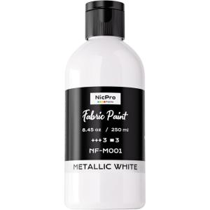 imageNicpro White Fabric Paint 845 oz 250 ml Fabric Paint for Clothes Permanent Soft Rich Pigment NonToxic Textile Paint for Fabric DIY Crafts Tshirts Shoes Leather Jeans Bags Canvas for Kid Adultwhite