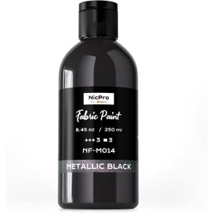 imageNicpro White Fabric Paint 845 oz 250 ml Fabric Paint for Clothes Permanent Soft Rich Pigment NonToxic Textile Paint for Fabric DIY Crafts Tshirts Shoes Leather Jeans Bags Canvas for Kid Adultblack