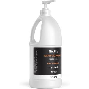imageNicpro White Large Acrylic Paint Set 69 oz 2040 ml Rich Art Painting Supplies Non Toxic for Multi Surface Canvas Wood Leather Fabric Stone Craft for Kid ampamp Adult with PumpWhite