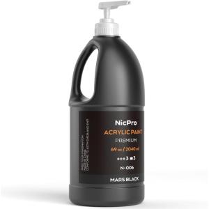 imageNicpro White Large Acrylic Paint Set 69 oz 2040 ml Rich Art Painting Supplies Non Toxic for Multi Surface Canvas Wood Leather Fabric Stone Craft for Kid ampamp Adult with PumpBlack