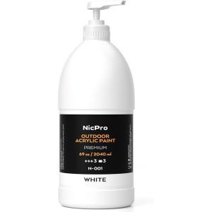 imageNicpro White Large Outdoor Acrylic Paint Set 69 oz 2040 ml Rich Art Painting Supplies Non Toxic Multi Surface Paint for Canvas Wood Leather Fabric Stone Craft for Kid ampamp Adult with PumpWhite