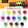 imageNicpro 14 Colors Large Bulk Acrylic Paint Set 169 oz 500 ml Non Toxic Art Painting Supplies for Multi Surface Fabric Canvas Wood Leather Stone Craft Paint for Kid ampamp Adult with Color Wheel338 Fl Oz Pack of 14