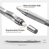 imageNicpro 2 PCS Mechanical Pencil 05mm ampamp 07 mm with Case MP1000 Metal Artist Pencil Set with 6 Tubes HB Lead Refills 3 Erasers 9 Eraser Refills For Art Writing Drafting Drawing Sketch SilverSilver