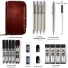 imageNicpro 20PCS Metal Mechanical Pencil Set in Leather Case 03 ampamp 05 ampamp 07 ampamp 09 mm ampamp 2mm Lead Pencil Holders 4B 2B HB 2H Lead Refills Black ampamp Colors Erasers For Art Drafting Sketching DrawingGold