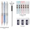 imageNicpro 23PCS Pastel Mechanical Pencil 05 ampamp 07 mm with Case for School with 12 tubes HB Lead Refills 3 Erasers 9 Eraser Refills For Student Writing Drawing Sketching Blue ampamp Pink ampamp White Colors05 mm