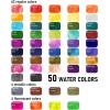 imageNicpro 50 Colors Watercolor Paint Set Including Metallic ampamp Fluorescent Color 8PCS Pastel Detail Painting Brush Water Color Paper Palette Art Supplies Kit for Artist Adult Beginner with Gift BoxSet 2