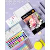 imageNicpro 50 Colors Watercolor Paint Set Including Metallic ampamp Fluorescent Color 8PCS Pastel Detail Painting Brush Water Color Paper Palette Art Supplies Kit for Artist Adult Beginner with Gift BoxSet 1