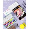 imageNicpro 50 Colors Watercolor Paint Set Including Metallic ampamp Fluorescent Color 8PCS Pastel Detail Painting Brush Water Color Paper Palette Art Supplies Kit for Artist Adult Beginner with Gift BoxSet 2