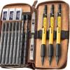 imageNicpro 17PCS 13 mm Mechanical Pencil Set in Leather Bag with 90 Lead Refill3 Eraser12 Eraser Refills Weatherproof Metal BarrelHeavy Duty Carpenter Pencil for Outdoor Marking Drawing WoodworkingYellow