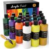 imageNicpro 18 Colors Large Acrylic Paint Set 845 fl oz 250 ml Artist Painting Supplies Bulk NonToxic For Multi Surface Canvas Wood Fabric Leather Cardboard Paper Crafts Hobby with Color Wheel18 Colors