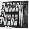 imageNicpro 2 PCS Mechanical Pencil 05mm ampamp 07 mm with Case MP1000 Metal Artist Pencil Set with 6 Tubes HB Lead Refills 3 Erasers 9 Eraser Refills For Art Writing Drafting Drawing Sketch SilverBlack  Silver 4 Pack