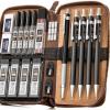 imageNicpro 20PCS Metal Mechanical Pencil Set in Leather Case 03 ampamp 05 ampamp 07 ampamp 09 mm ampamp 2mm Lead Pencil Holders 4B 2B HB 2H Lead Refills Black ampamp Colors Erasers For Art Drafting Sketching DrawingBlack