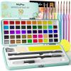 imageNicpro 50 Colors Watercolor Paint Set Including Metallic ampamp Fluorescent Color 8PCS Pastel Detail Painting Brush Water Color Paper Palette Art Supplies Kit for Artist Adult Beginner with Gift BoxSet 1