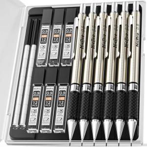 imageNicpro 09 mm Art Mechanical Pencils Set in Gift Case 6 PCS Metal Drafting Pencil 09mm with 6 Tube HB Lead Refills ampamp 18 PCS Eraser Refills for Adults Children Artist Writing Drawing Sketching