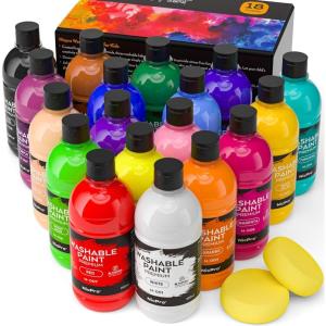 imageNicpro 18 Colors Large Washable Paint Set for Kid 84oz250 ml Acrylic Bulk Paint Supplies Non Toxic Children Tempera Paint for Art Craft DIY Poster ampamp Finger Paint School HomeClassroom Party18 Colors