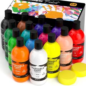 imageNicpro 18 Colors Large Washable Paint Set for Kid 84oz250 ml Acrylic Bulk Paint Supplies Non Toxic Children Tempera Paint for Art Craft DIY Poster ampamp Finger Paint School HomeClassroom Party14 Colors
