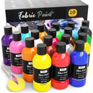 imageNicpro 18 Colors Permanent Fabric Paint 845 oz 250 ml Soft Fabric Paint for Clothes NonToxic Textile Paint for Fabric DIY Crafts Tshirts Shoes Jeans Bags Canvas for Kid Adult with Color Wheel18 Colors