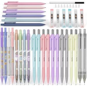 imageNicpro 26 PCS Pastel Mechanical Pencil 05 mm ampamp 07 mm with Bag for School with 6 Tubes HB Lead Refills 18 Pcs Eraser Refills For Student Writing Drawing Sketching