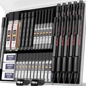 imageNicpro 35PCS Art Mechanical Pencil Set Metal Drafting Pencil 05 07 0913 mm ampamp 2mm with 21 Tube Lead Refills6B 4B 2B HB 2H 4H Colors Weatherproof Barrel for Outdoor Writing Drawing Sketching1 Count Pack of 5