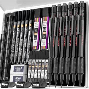 imageNicpro 35PCS Art Mechanical Pencil Set Metal Drafting Pencil 05 07 0913 mm ampamp 2mm with 21 Tube Lead Refills6B 4B 2B HB 2H 4H Colors Weatherproof Barrel for Outdoor Writing Drawing Sketching1 Count Pack of 6