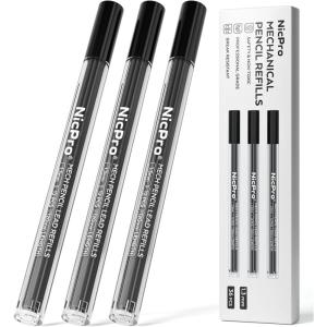 imageNicpro 36 PCS 13 mm Lead Refills Break Resistant Weatherproof Mechanical Pencil Refills 13 mm 2B 12 Pack Per Tube Lead Length 120mm 3 Tubes Black