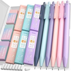imageNicpro 6PCS Pastel Mechanical Pencil Set with Case Cute Drafting Pencils 05mm ampamp 07mm with 6 Tubes HB Lead Refills Erasers Eraser Refills Aesthetic School Supplies for Girls Drawing Sketching05mm  07mm  09mm