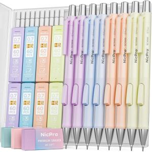 imageNicpro 8 Pack 05mm Pastel Mechanical Pencil Set Fast Click Aesthetic Lead Drafting Pencils 05 mm with 480PCS HB Lead Refills 3 Erasers for Artist School Student Writing Drawing Sketching with Case8PCS07mm