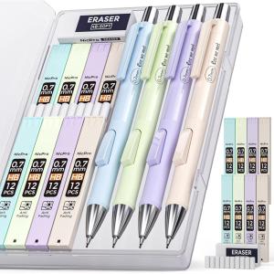 imageNicpro 8 Pack 05mm Pastel Mechanical Pencil Set Fast Click Aesthetic Lead Drafting Pencils 05 mm with 480PCS HB Lead Refills 3 Erasers for Artist School Student Writing Drawing Sketching with Case4PCS07mm