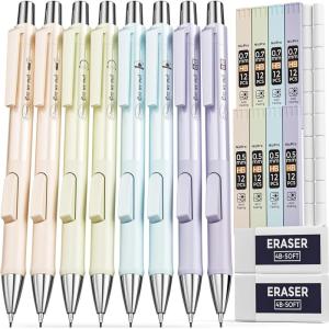 imageNicpro 8 Pack 05mm Pastel Mechanical Pencil Set Fast Click Aesthetic Lead Drafting Pencils 05 mm with 480PCS HB Lead Refills 3 Erasers for Artist School Student Writing Drawing Sketching with Case8PCS05  07mm