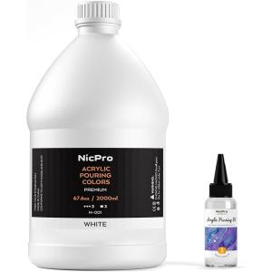 imageNicpro Titanium White Color Acrylic Pour Paint 32 Ounce PreMixed Pouring Paint Supplies with Silicone Pour Oil ampamp Gloves for Canvas Rock Wood Cell Creation Flow DIY Art Painting Ready to Pour676ozwhite