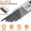 imageNicpro 24 Pieces Carpenter Pencil Lead Refills 28mm Lead Refill for Mechanical Carpenter Pencil Break Resistant 28 mm Leads for Construction Pencils Woodworking Pencil BlackBlack