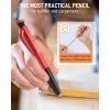 imageNicpro 3 Pack Carpenter Pencil Set with Sharpener ampamp Finger Grip Mechanical Woodworking Pencils with 39 Refills Red Black Yellow Deep Hole Marker Heavy Duty Construction Pencils  With Case3 PACK