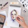 imageNicpro 30PCS Black Metal Mechanical Pencil Set in Leather Case Art Drafting Pencil 05 07 09 mm 2mm Lead Pencil Holders for Sketching Drawing With 16 Tube 6B 4B 2B HB 2H 4H ColorsLead RefillsSilver