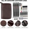 imageNicpro 30PCS Black Metal Mechanical Pencil Set in Leather Case Art Drafting Pencil 05 07 09 mm 2mm Lead Pencil Holders for Sketching Drawing With 16 Tube 6B 4B 2B HB 2H 4H ColorsLead RefillsBlack
