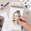 imageNicpro 30PCS Black Metal Mechanical Pencil Set in Leather Case Art Drafting Pencil 05 07 09 mm 2mm Lead Pencil Holders for Sketching Drawing With 16 Tube 6B 4B 2B HB 2H 4H ColorsLead RefillsBlack