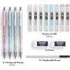 imageNicpro 4 PCS Pastel Mechanical Pencil Set 09 mm for School Cute Colors Mechanical Pencils with 8 tubes HB Lead Refills 2 Erasers 9 Eraser Refills For Student Writing Drawing Sketching with Case