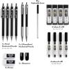 imageNicpro 6PCS Metal Mechanical Pencil Set Full Copper Drafting Pencil 03 05 07 09 mm ampamp 2PCS 2mm Graphite Lead Holder4B 2B HB 2H For Art Sketching Drawing With Lead Refills Eraser CaseBlack
