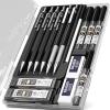 imageNicpro 6PCS Metal Mechanical Pencil Set Full Copper Drafting Pencil 03 05 07 09 mm ampamp 2PCS 2mm Graphite Lead Holder4B 2B HB 2H For Art Sketching Drawing With Lead Refills Eraser CaseBlack