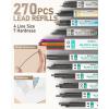 imageNicpro Blocky Gear Art Mechanical Pencil Set with Case 36PCS Metal Mechanical Pencils 05 07 09mm ampamp 2mm Lead Holder for Drawing Sketching with 20 Tubes 6B 4B 2B HB 2H 4H Colors Lead Refills6 PACK