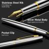 imageNicpro Fountain Pen Set Classic Black Fancy Pen 038mm Extra Fine Nib with Ink Refill Converter Metal Pen Case Smooth Writing Calligraphy Refillable Pen for Men Women Professional Office BusinessSilver
