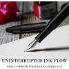 imageNicpro Fountain Pen Set Classic Black Fancy Pen 038mm Extra Fine Nib with Ink Refill Converter Metal Pen Case Smooth Writing Calligraphy Refillable Pen for Men Women Professional Office BusinessBlack