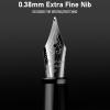 imageNicpro Fountain Pen Set Classic Black Fancy Pen 038mm Extra Fine Nib with Ink Refill Converter Metal Pen Case Smooth Writing Calligraphy Refillable Pen for Men Women Professional Office BusinessBlack