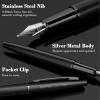 imageNicpro Fountain Pen Set Classic Black Fancy Pen 038mm Extra Fine Nib with Ink Refill Converter Metal Pen Case Smooth Writing Calligraphy Refillable Pen for Men Women Professional Office BusinessBlack