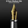 imageNicpro Fountain Pen Set Classic Black Fancy Pen 038mm Extra Fine Nib with Ink Refill Converter Metal Pen Case Smooth Writing Calligraphy Refillable Pen for Men Women Professional Office BusinessSilver