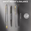 imageNicpro Fountain Pen Set Classic Black Fancy Pen 038mm Extra Fine Nib with Ink Refill Converter Metal Pen Case Smooth Writing Calligraphy Refillable Pen for Men Women Professional Office BusinessSilver