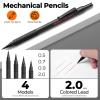 imageNicpro Metal Mechanical Pencil Set 5 PCS Art Drafting Pencils 03 05 07 09 mm ampamp 2mm Graphite Lead Holder For Sketching Drawing With 9 Tubes 4B 2B HB 2H Colors Lead Refills Erasers CaseBlack