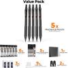 imageNicpro Metal Mechanical Pencil Set 5 PCS Art Drafting Pencils 03 05 07 09 mm ampamp 2mm Graphite Lead Holder For Sketching Drawing With 9 Tubes 4B 2B HB 2H Colors Lead Refills Erasers CaseBlack